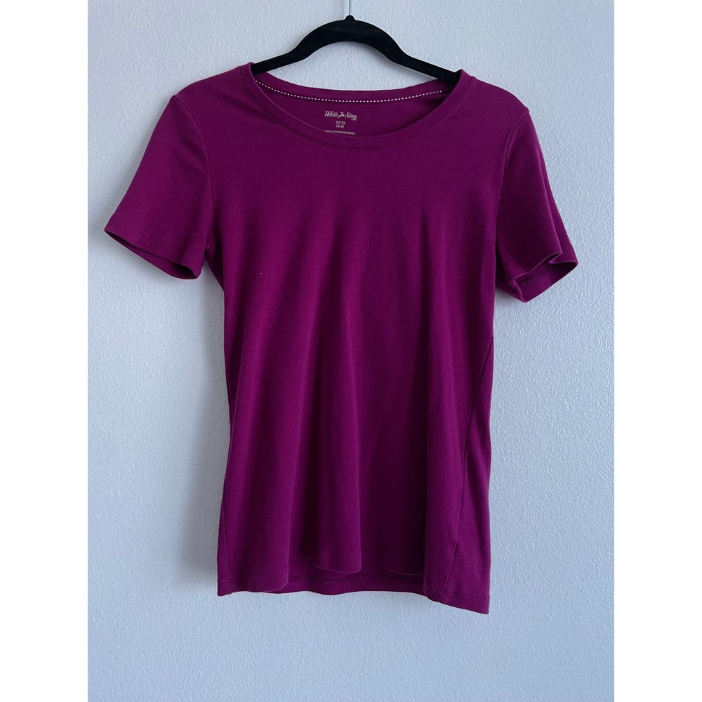 White Stag T-Shirt Basic Cotton Women Small 4-6 Purple Short Sleeve